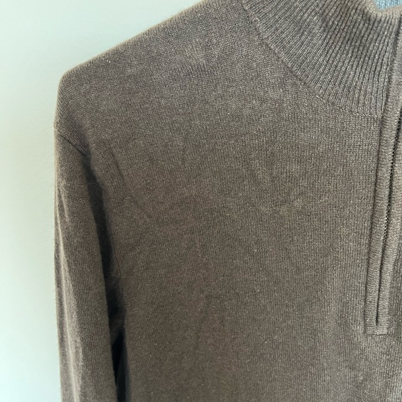 J. Hilburn 100% Cashmere Brown 1/4 Zip Sweater Men’s Large - Picture 6 of 6